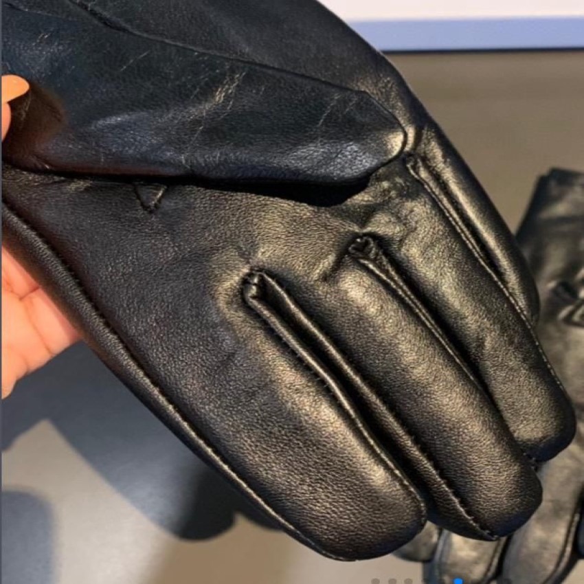 Gants de créateurs pour femmes avec boîte mode cuir de mouton noir polaire à l'intérieur lettre gant dames écran tactile hiver épais war265S