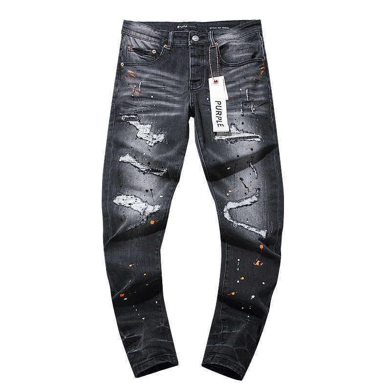 24 nuovi jeans di marca viola con vernice nera invecchiata American High Street TCFB