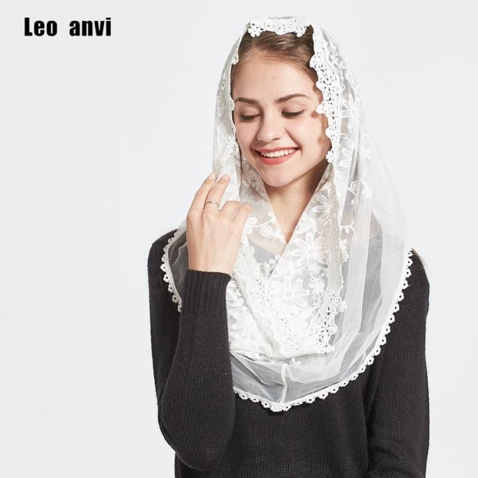 Leo anvi Lace Infinity scarf women Ivory white Mantilla Traditional catholic chapel veil hijab scarf and wraps muslim hijab1246h