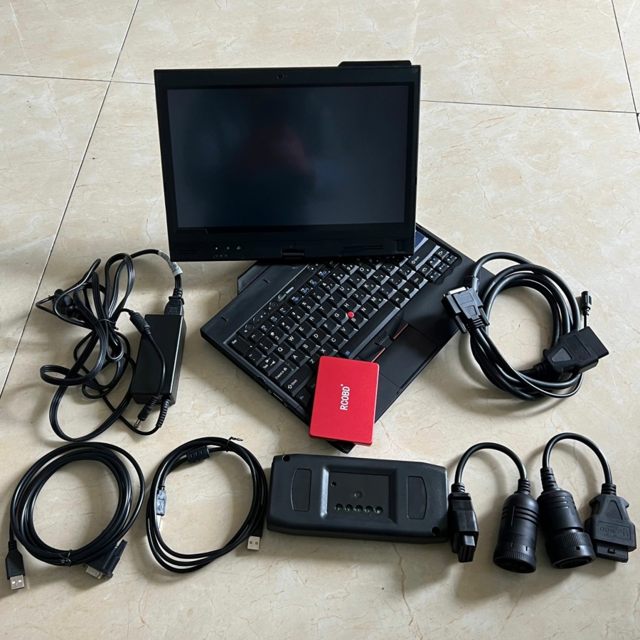 Ноутбук X220T установлен адаптер 2019A ET3 для диагностического инструмента для грузовиков CAT, связь с USB-подключением, сверхмощный сканер ET3