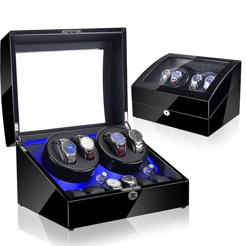 Watch Boxes & Cases Light Led Automatic Orbit Mabuchi Luxury Engine Winder Box Rotating May Contain Four Hanical Clos And 6 Quartz276j