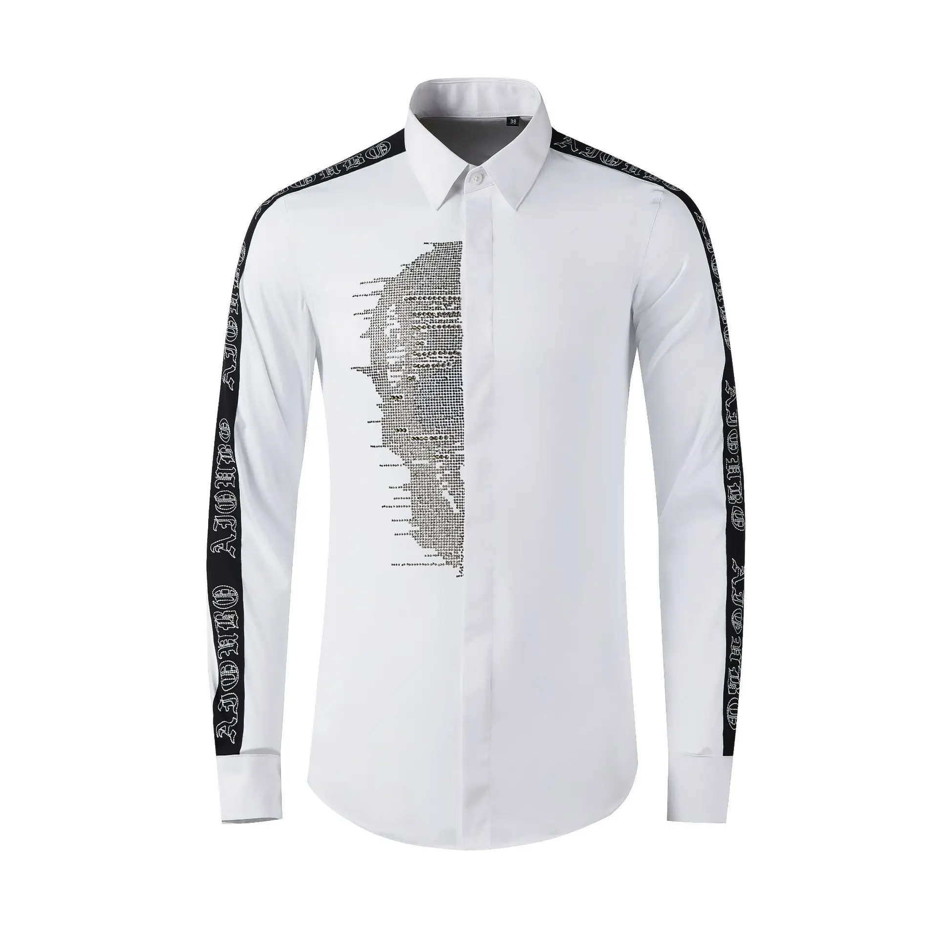 Hoge kwaliteit luxe sieraden nieuwe heren casual mode bedrukt shirt nationale stijl shirt met lange mouwen voor mannen