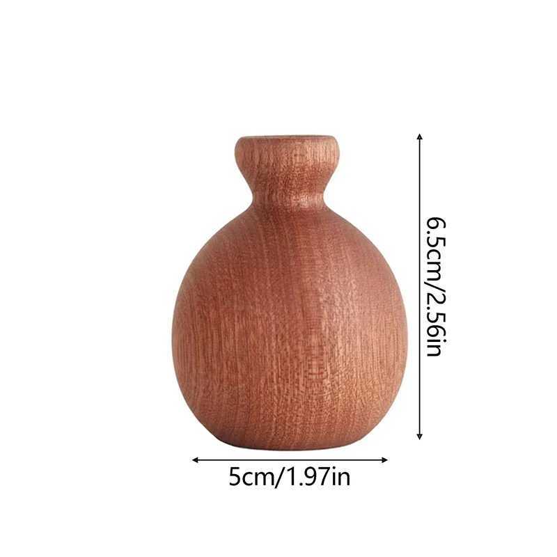 Vases New Ebony Wooden Vase Living Room Dried Flowers Vase Plants Solid Wood Pot Home Office Desk Decoration Accessories