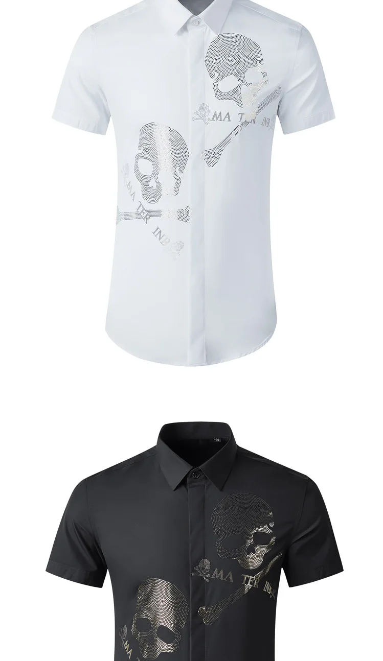 Hoge kwaliteit luxe sieraden heren shirt met korte mouwen, ademend, loszittend casual shirt, bedrukt trendy shirt voor heren