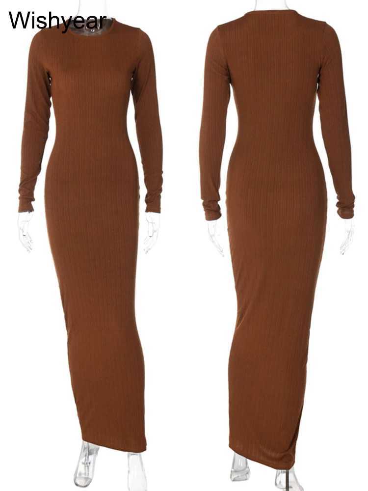 基本的なカジュアルドレス女性服のためのエレガントな編み物のリブイブニングドレス
