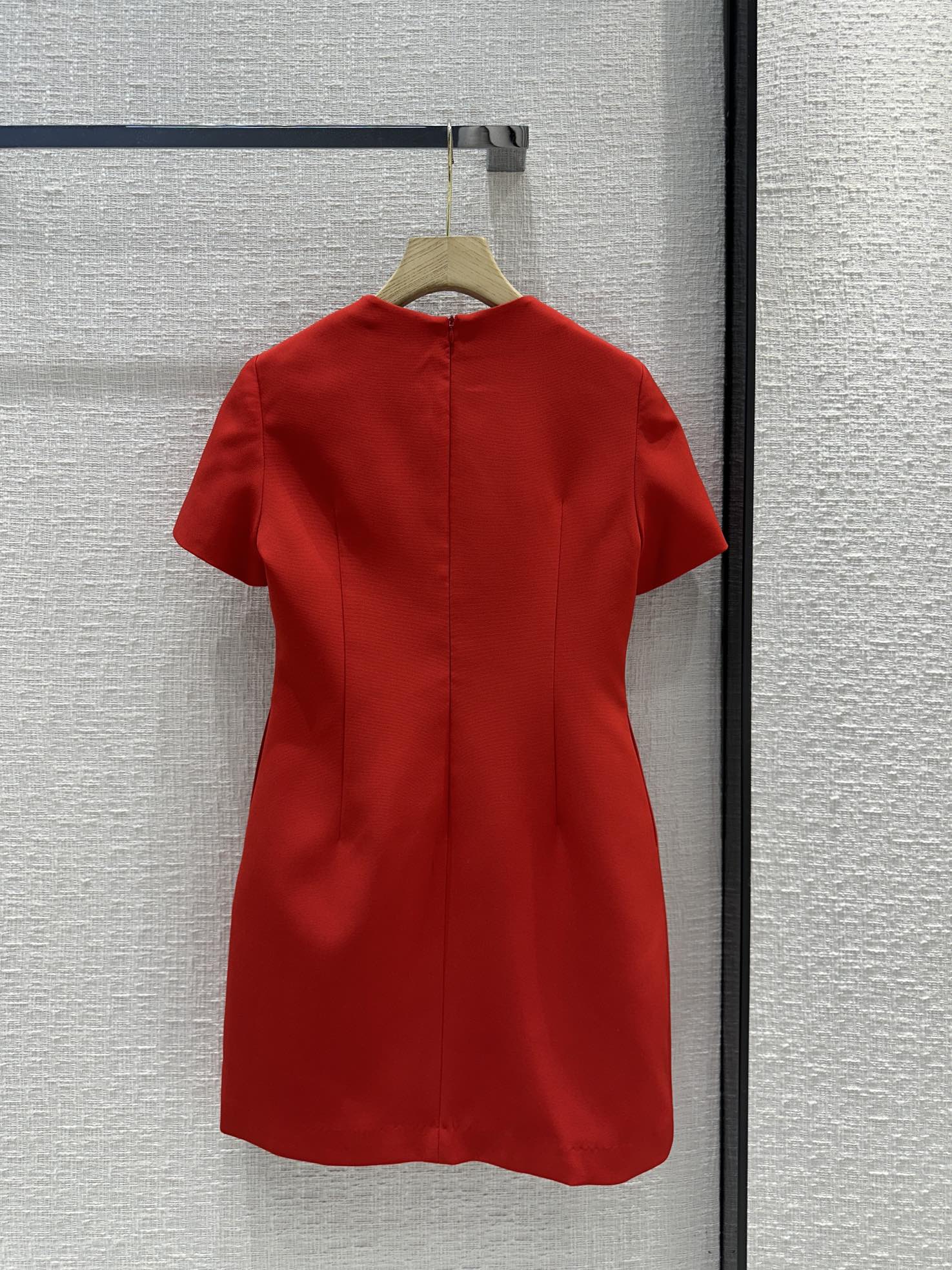 Vestido de marca de passarela 2024 nova primavera verão o-pescoço manga curta milan moda designer vestidos com arco estilo vestido vermelho