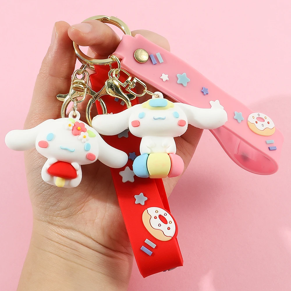 6 portachiavi stile Kawaii Anime portachiavi Cinnamoroll carino portachiavi auto zaino ornamenti pendenti accessori regali