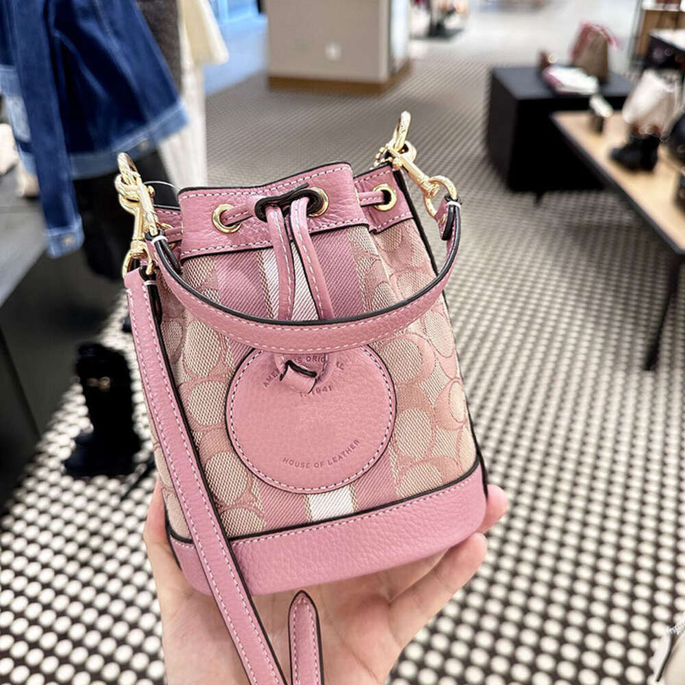 Factory Wholesale 2024 New Olay Womens Bag Mini Dempsey Drawstring Bucket Sakura Pink One Shoulder Crossbody Handbag