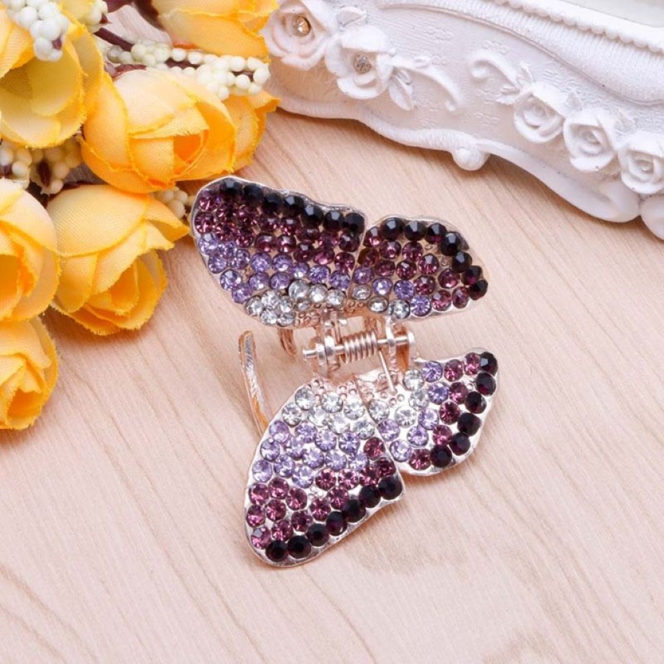Girl Women Barrettes Fashion Butterfly Claw Crystal Rhinestone Hair Clip Clamp Hairpin 40jf Clips Barrettes262t