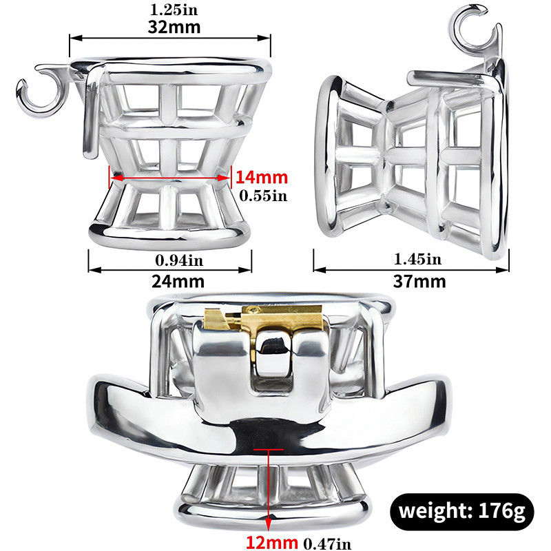 Nova gaiola de castidade masculina invertida, gaiola negativa para pau, tubo uretral, cateter, bola de aço inoxidável, anéis de pênis, brinquedo sexual de metal