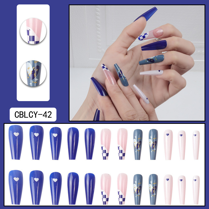 Kinesisk stil Fashion Fake Nail Accessories New Girl's Long European and American Wear Loptable Nail Sticker Set Sharp Nail Products Net Red Nail Extension Form