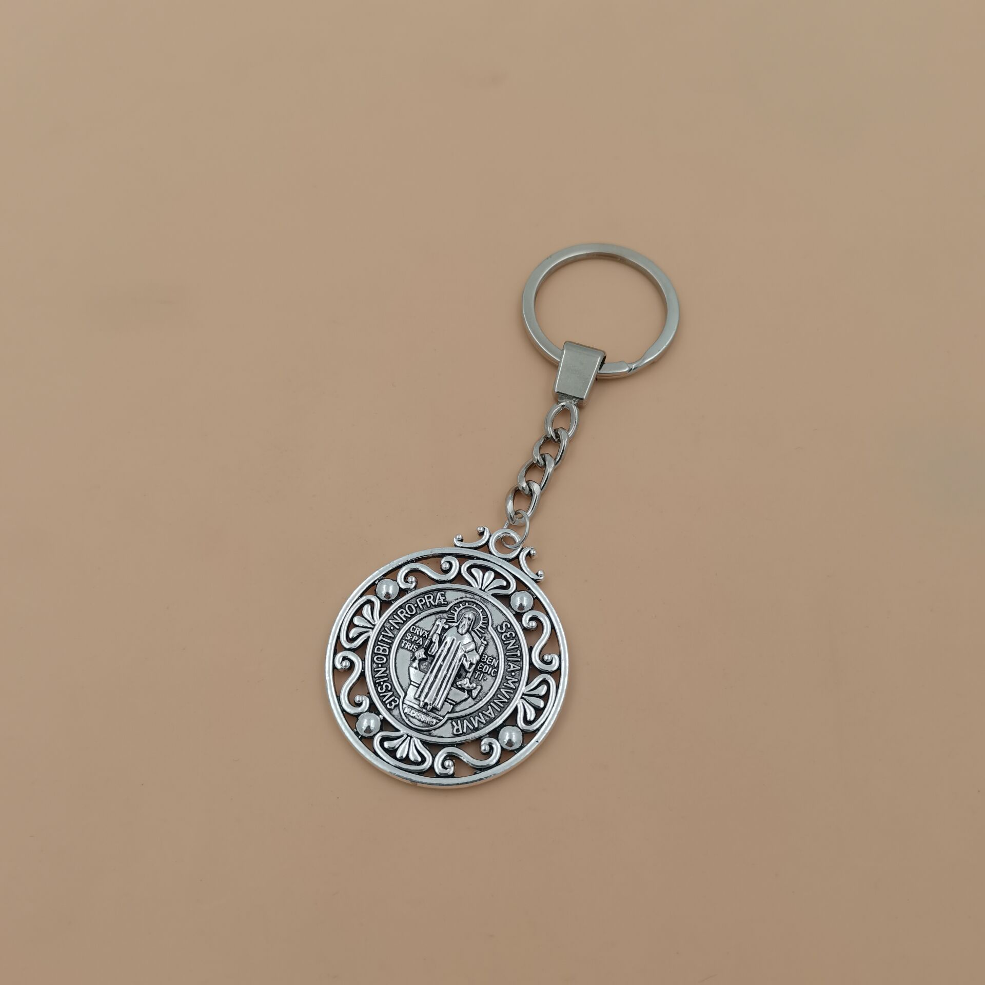 St Benedict Medal Charm Pendant Keychain Christmas Gift for Men Woman Lady A-483f