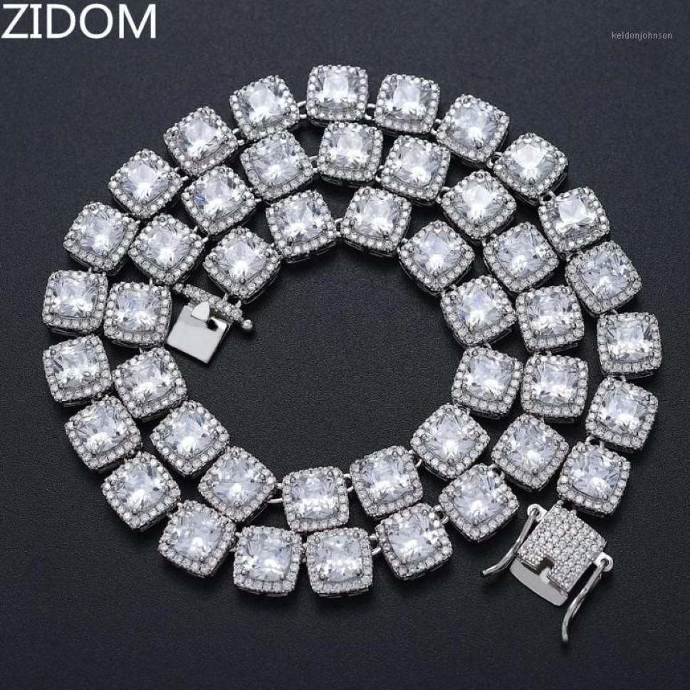 Цепи мужские хип-хоп Iced Out Bling теннисная цепочка ожерелье квадратный циркон 10 мм ожерелья хип-хоп ювелирные изделия модные подарки1280Q