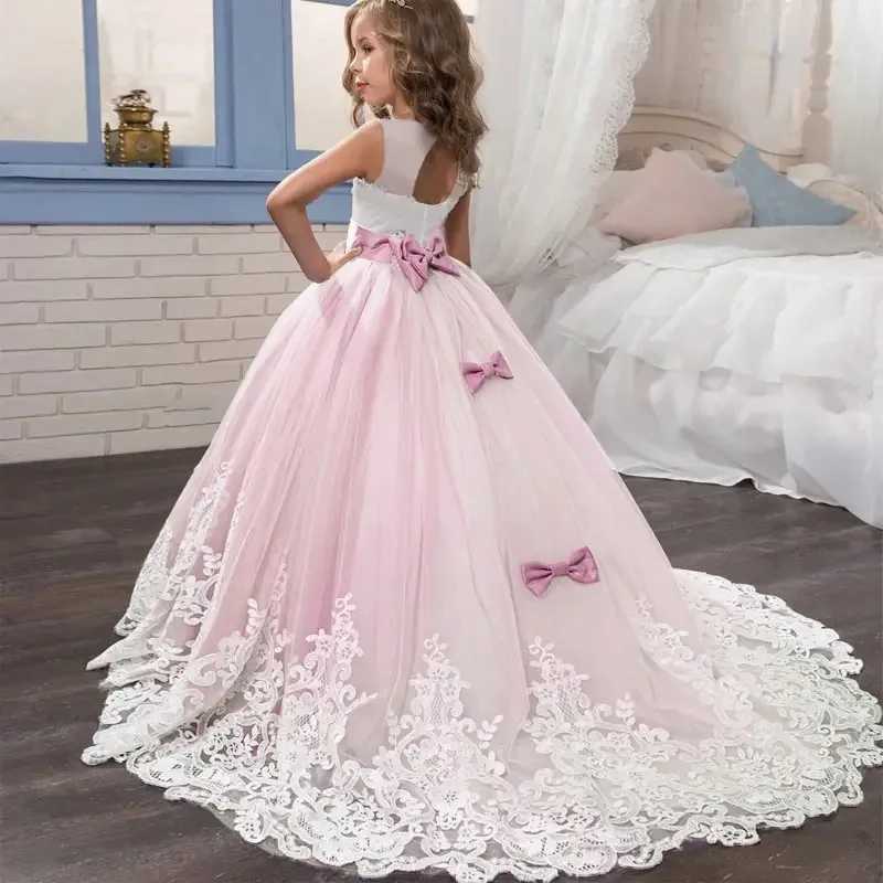 Girl's Dresses Girls Lace Princesses Long Prom Dresses Bridesmaids Children Dresses For Girls Teenage Girl Formal Wedding Dress 3 10 14 Years 240315