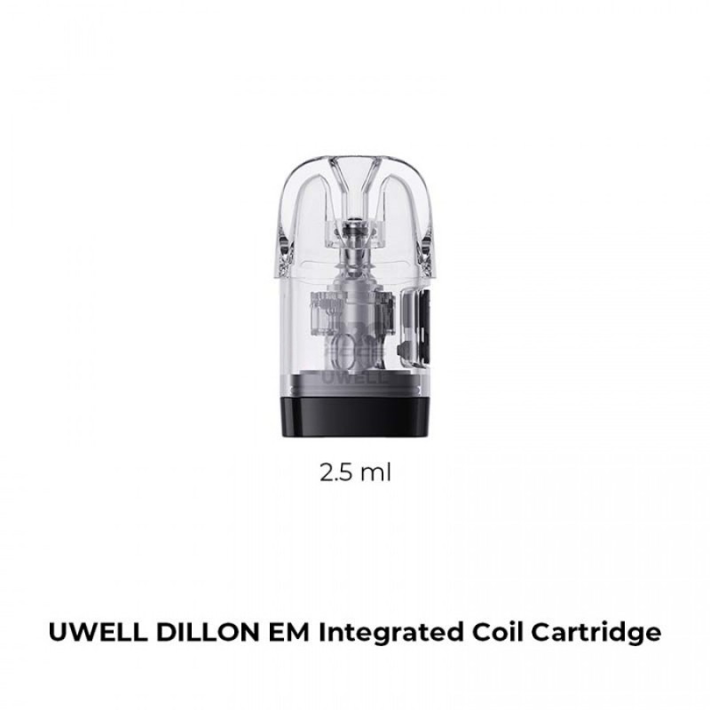 Original Uwell Dillon Em Pod Cartridge 0.6Ohm/0,9Hm spole 2,5 ml sidofyllning för Dillon Em Kit Electronic Cigarette Vape 4st/Pack