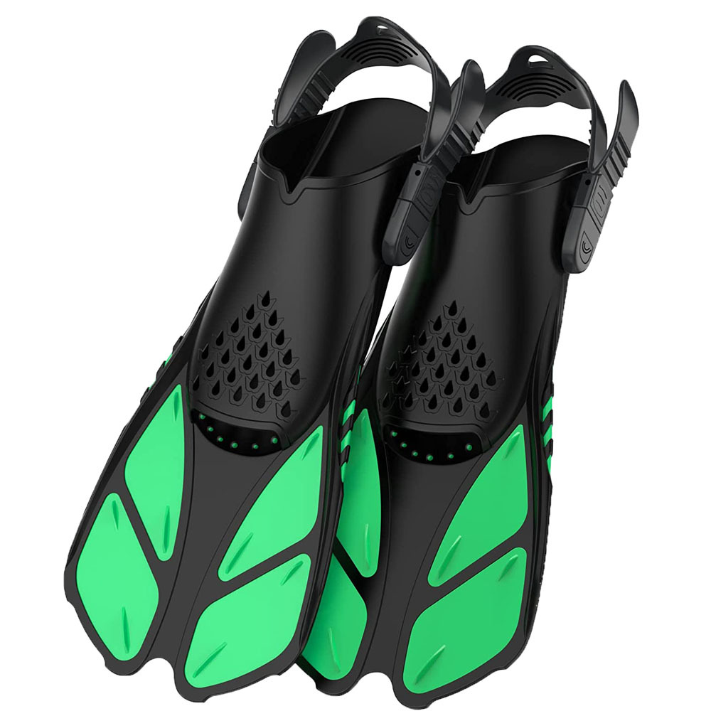 Pinne snorkeling Fibbie regolabili Pinne nuoto Scarpe corte in silicone immersioni Tacco aperto Taglia da viaggio Uomo adulto Donna