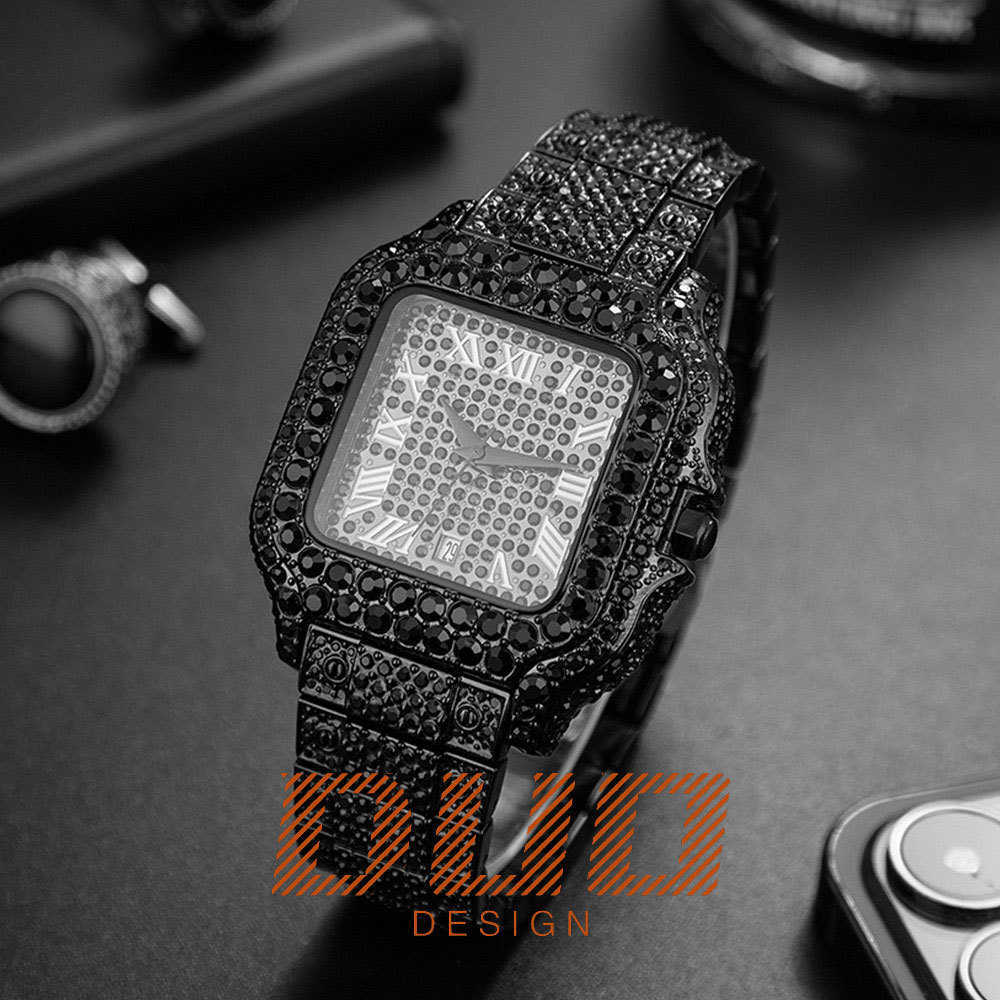 Luxury watch Hip hop designer watches High quality Iced out 44mm men's moissanite watches imported waterproof Roman scale Full Diamond watch With Box