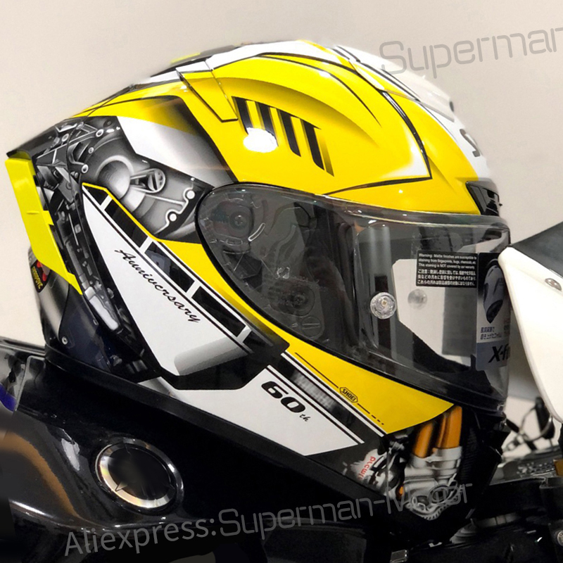 Capacete de rosto cheio shoei x14 x-catorze ouro yamah a, viseira anti-neblina, carro de equitação, motocross, corrida, capacete de motocicleta