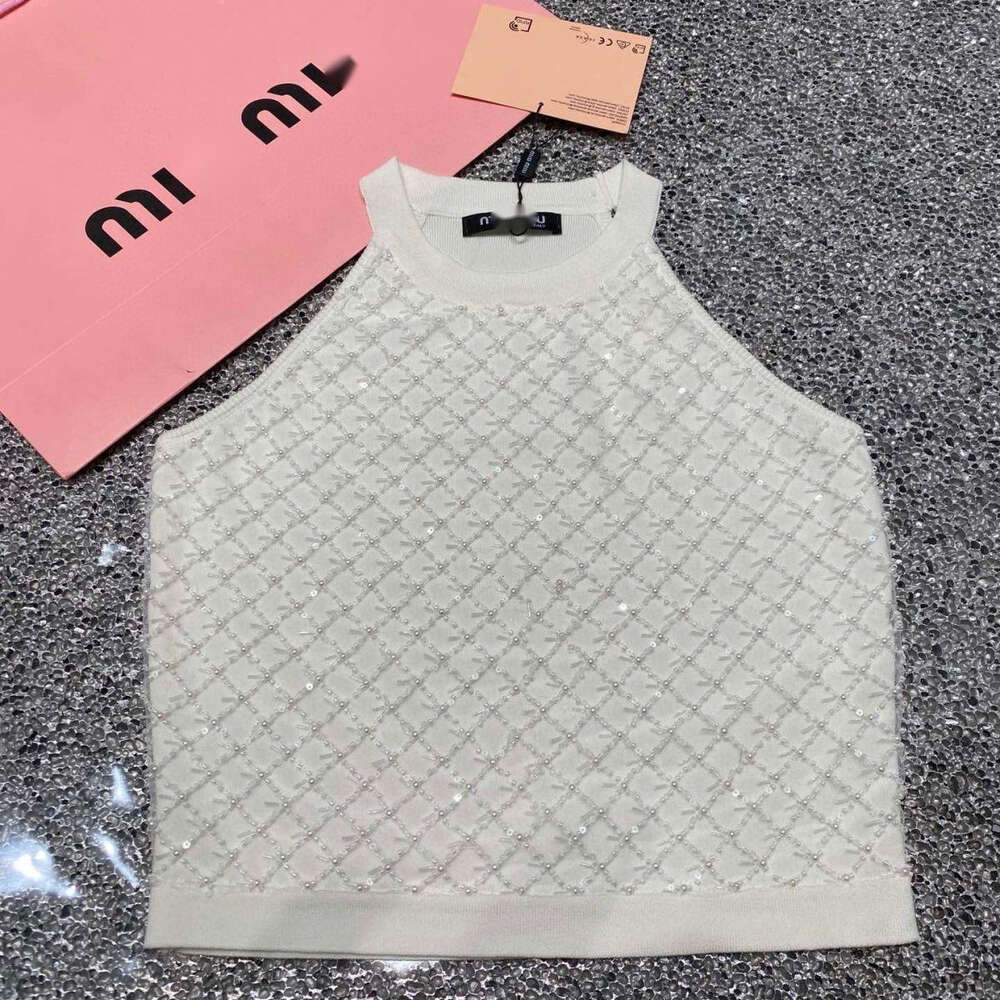 Miu Vest Designer Original Quality Women's Tanks Camis Short Bottom Fragrant New Hanging Strap Warmth Vest Knitted Top