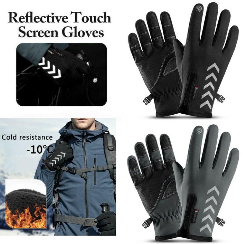 Five Fingers Gloves Outdoor Sport Driving Winter Mens Warm And Wind-proof Waterproof Non-Slip Touch Screen Ski Riding1200M