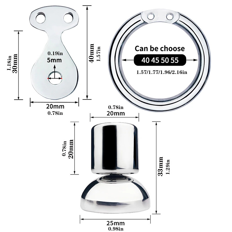 Cage de chasteté plate avec gode cutané, jeu CBT, déni érigé, anneau pénien négatif en acier inoxydable, jouets sexuels urétraux pour hommes