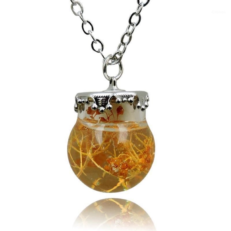 Colliers pendentifs collier de boule de verre d'algues pendentifs en cristal massif naturel couleur bonbon de fille bijoux 1242Z