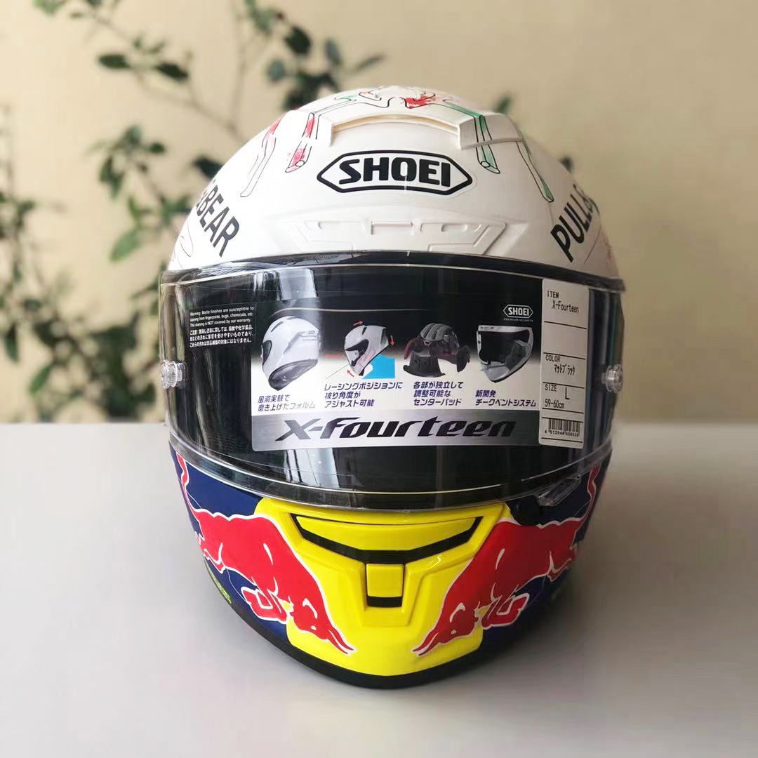 Full Face Shoei X14 X-Fourteen MM93 Marquez Graffiti Ant Redbu ll Motorcykel Hjälm Anti-dimma Visor Man Riding Car Motocross Racing Motorcykel Hjälm