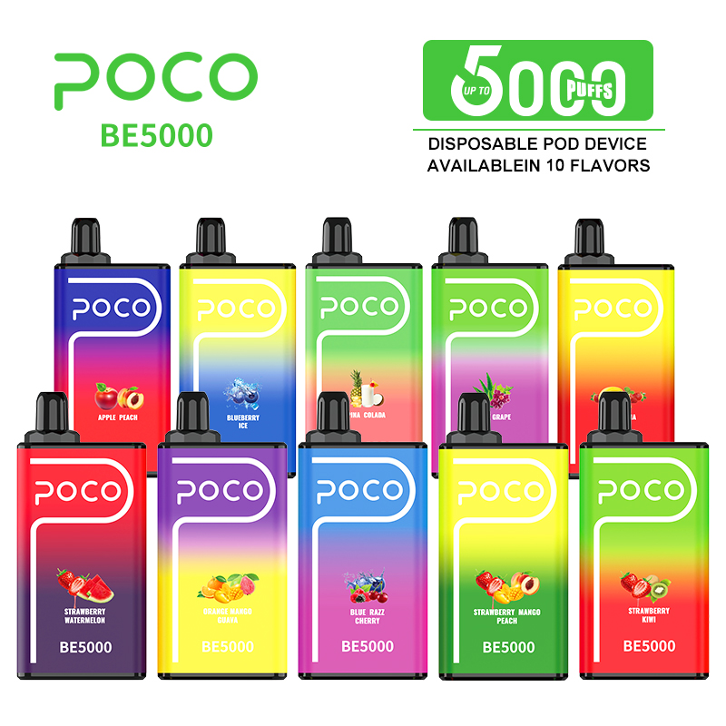 From USA Poco BE5000 Disposable Vape pen Electronic Cigarette Mesh Coil 5000 puffs Vapor Airflow Rechargeable 14ML 10 Flavors Device e Cigs Vaporizers puff 7000