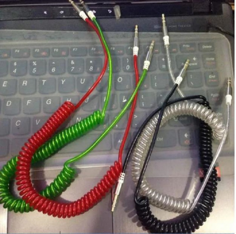 3.5mm AUX Audio Cable Male to Male For Phone Car Speaker MP4 Headphone Jack Spring Cables