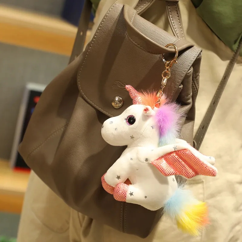 2024 Stuffed Animals & Plush Keychains Angel Unicorn Doll Plush Key Chain Backpack Pendant