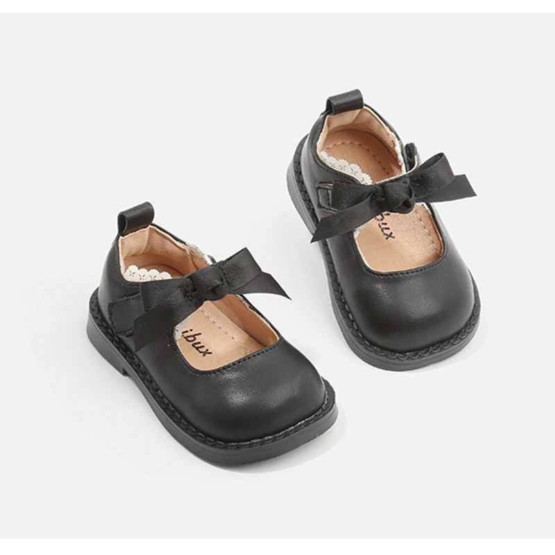 First Walkers Claladoudou Baby Walking Shoes for 2024 Spiring Solid British Style Simple Kids Leather Shoes With Lace Bow 240315