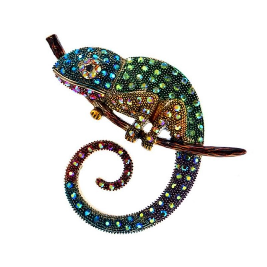 Broches Broches Grand Lézard Caméléon Broche Animal Manteau Broche Strass Bijoux De Mode Émail Accessoires Ornements 3 Couleurs Pick313N