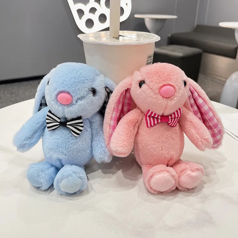 Porte-clés lapin en peluche doux, Kawaii, animaux en peluche, grandes oreilles, lapin de pâques, 2024