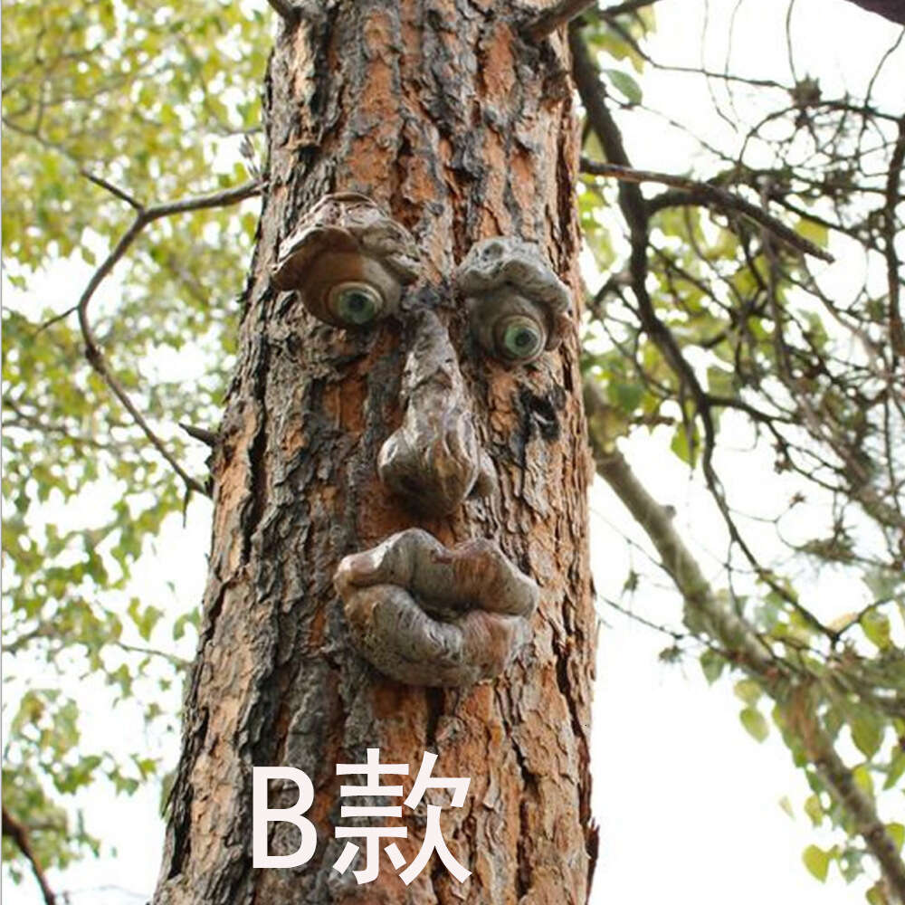 Bark Face Tree Monster Face Features Ornament påsk utomhus trädgårdsharts kreativa rekvisita