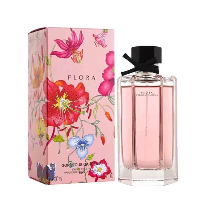 Versão mais alta atacado perfume neutro de alta qualidade Flora Gorgeous Gardenia 100ml 3.3Floz EDT Abacate Garrafa Edição Limitada Design Especial de Longa Duração