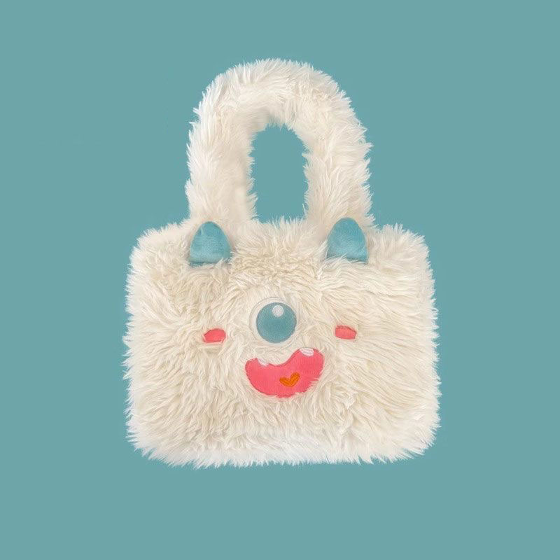 Vente chaude mignon petit sac en peluche de dessin animé de monstre avec une grande capacité étudiante une épaule sac à main sac fourre-tout cadeau style Instagram