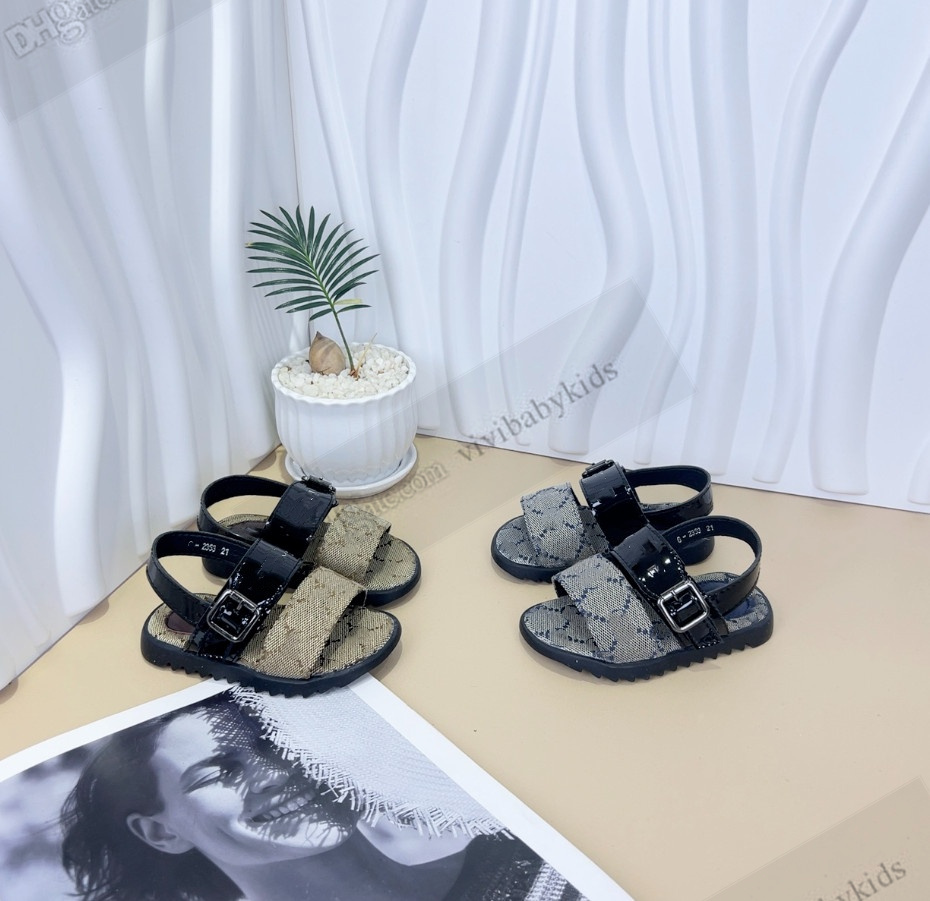 Fashion Kids plaid letter sandals designer boys girls summer shoes sandals kids Non-slip soft bottom outdoor slipper EUR21-28 Z7205