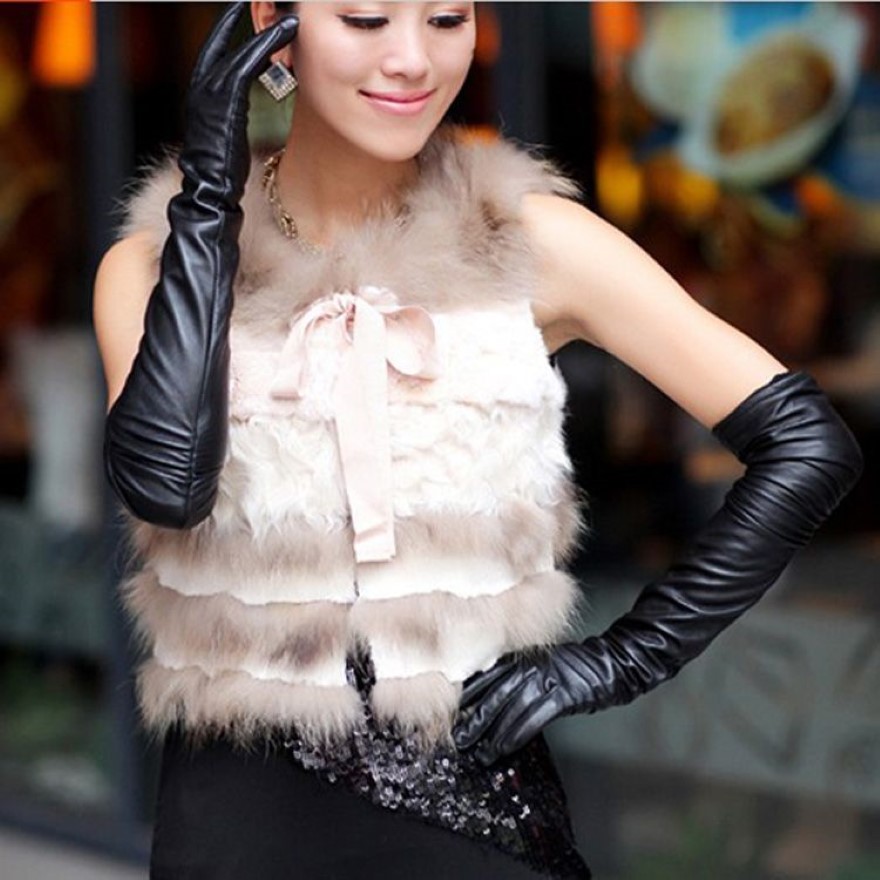 S M L Women's Black Color Long Faux PU Leather Gloves Fashion Women Party Dresses Evening Dress Gloves 284Q