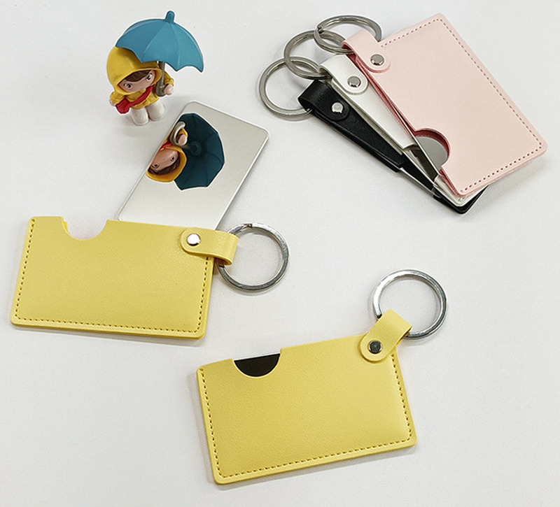 Bag Parts Cute PU Small Mirror With Key Ring Carry-on Mix Color