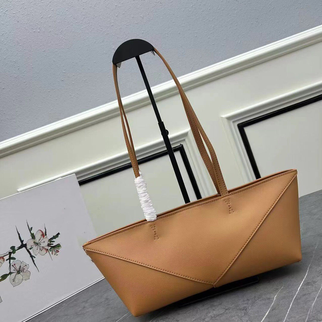 Lujos para mujer Diseñadores Bolsas Puzzle Fold Bolsos recortados Monederos Hombro Tote Cowhide Genuine Real Cuero Moda Tote grande