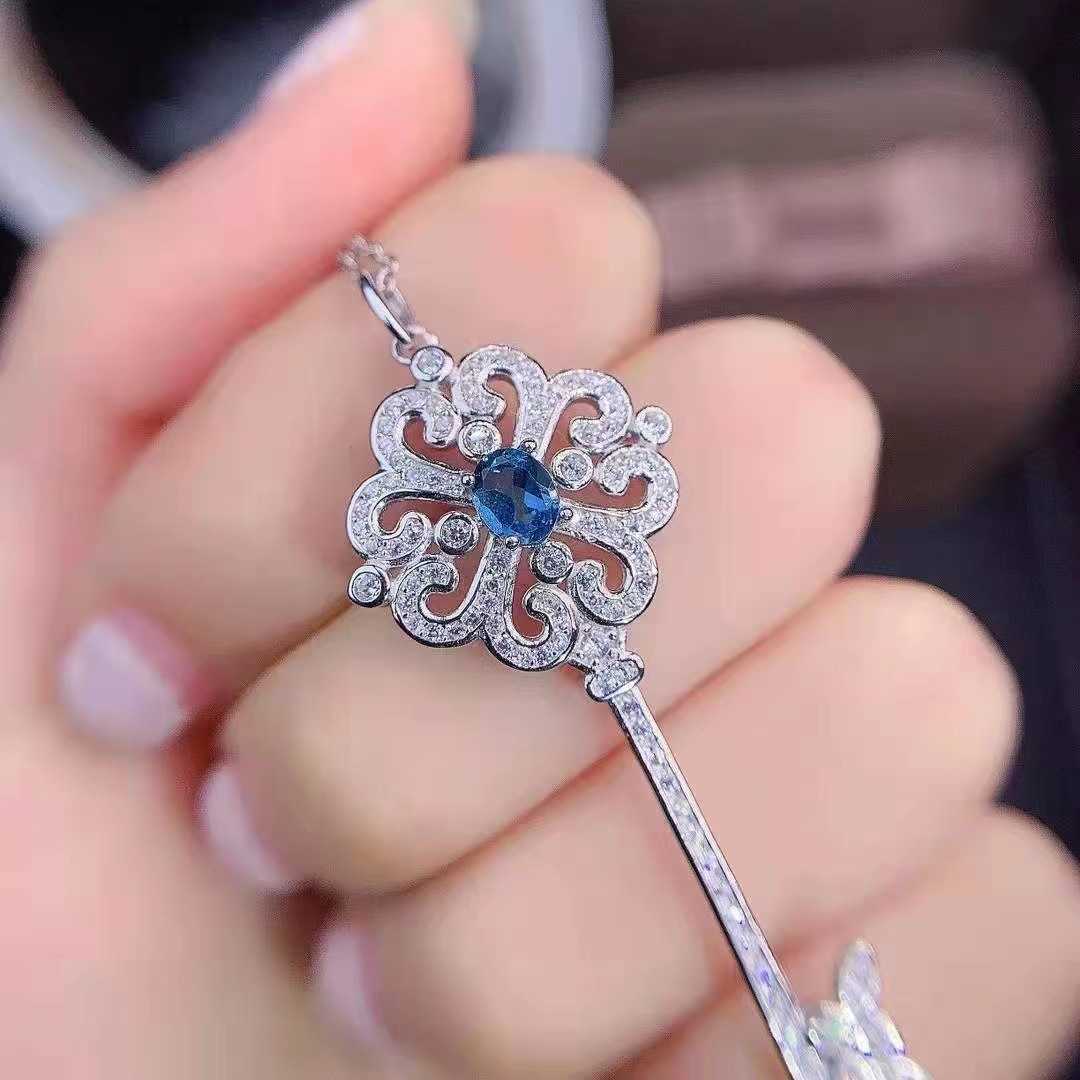 Collar de llave azul de diseñador para mujer tiffay y co, cadena de Collar de girasol repleto de circonita, moda personalizada, versátil, incoloro, FQ9N