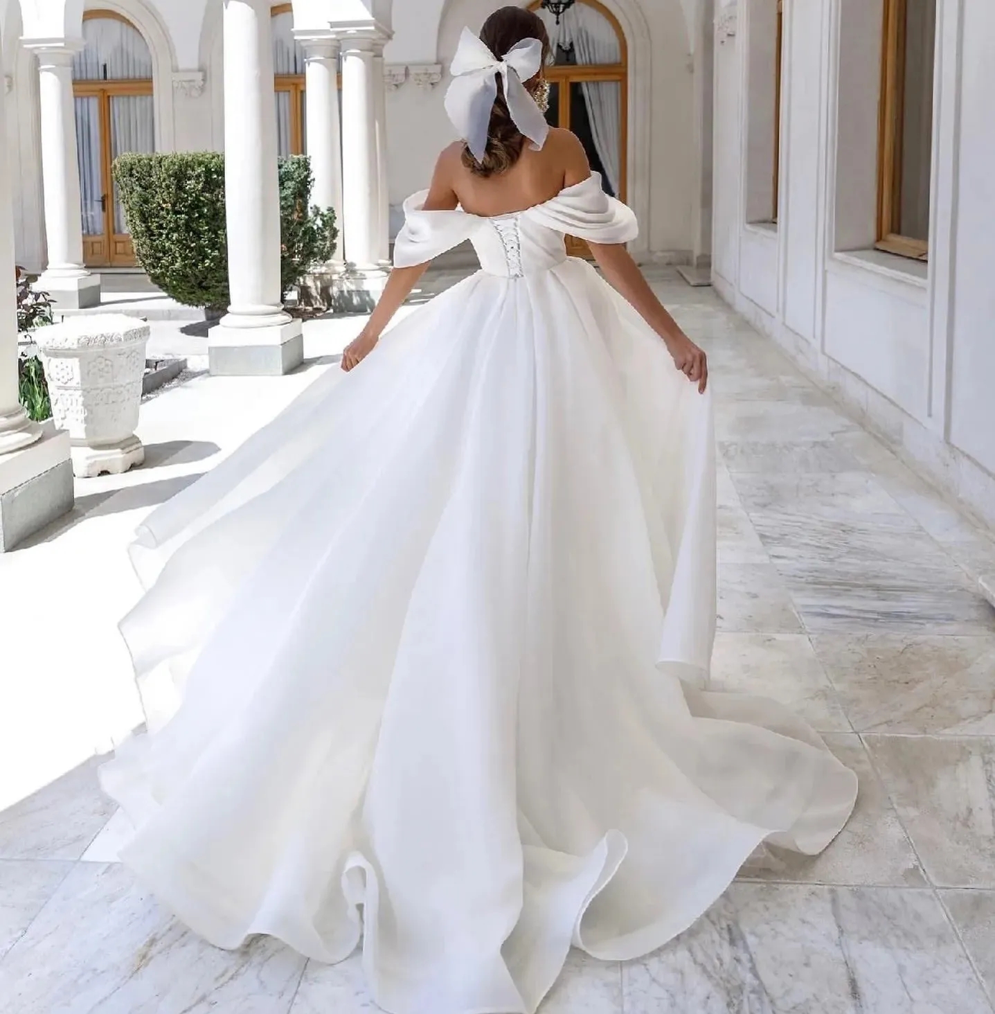 Elegant Organza Wedding Dress For Women Off The Shoulder hort Sleeves Boho Princess A-Line Bridal Party Gows Vestidos De Novias YD