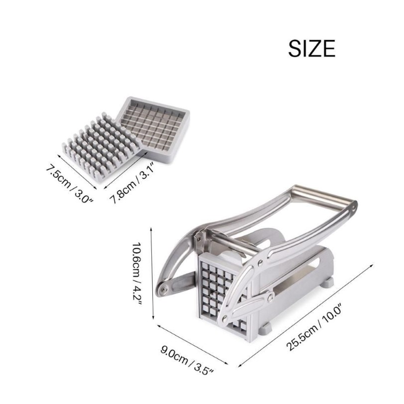 2 lâminas de aço sainless ferramenta de fabricação de chips de batata manual doméstico máquina cortadora de batatas fritas máquina de corte de batata frita 2289g