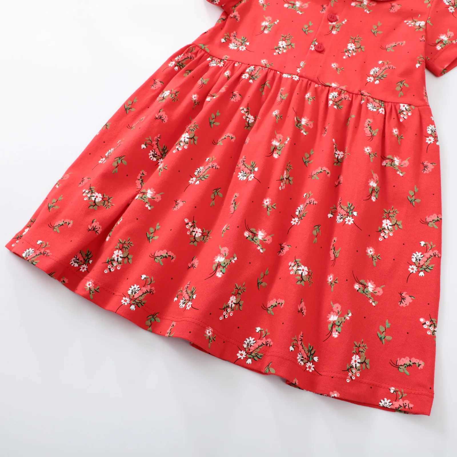 Платья для девочек, платье для маленьких девочек, 2024 г., детская одежда с мультяшными цветами и цветами, повседневная хлопковая одежда для детей 2–7 лет, 240315