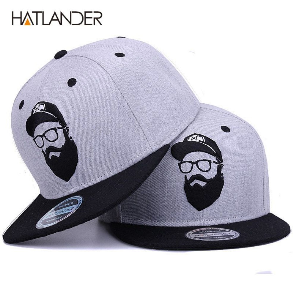 HATLANDEROriginal grijs cool hip hop cap mannen vrouwen hoeden vintage borduurwerk karakter baseball caps gorras planas bone snapback 21248e