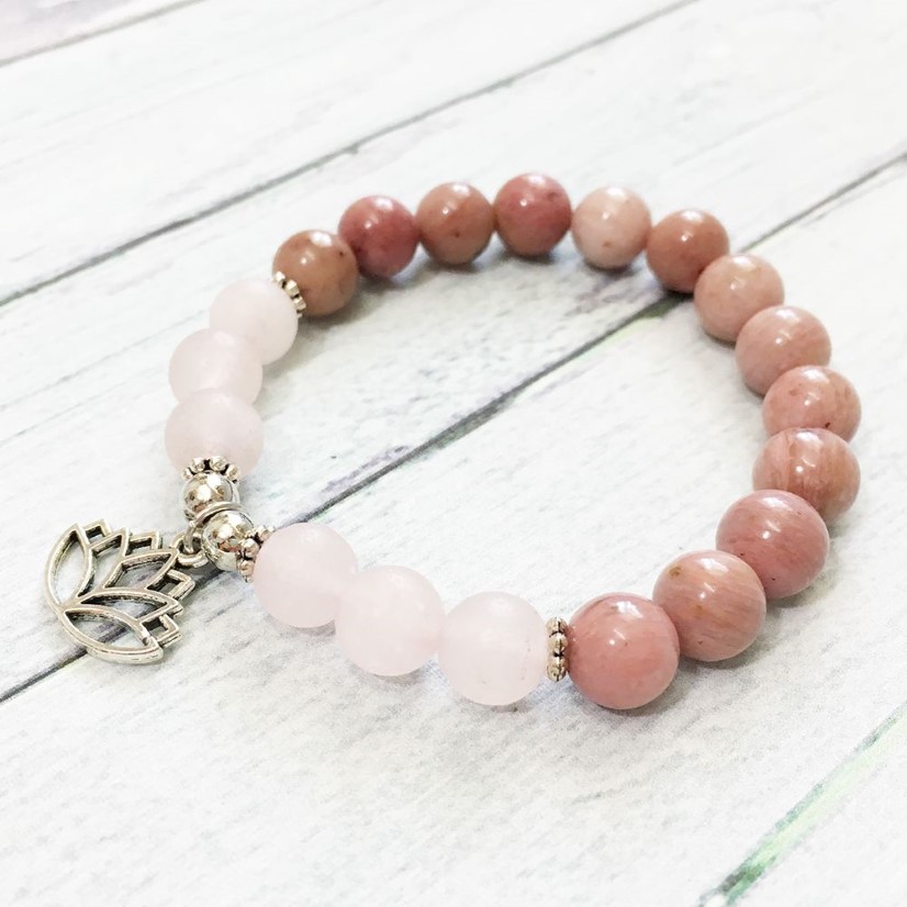 MG0513 NOWOŚĆ PROJEKTOWA Bransoleta Chakra Matte Rose Rose Quartz Rhodonite Bransoletka Lotus Yoga Bilans Biżuteria Whole222m