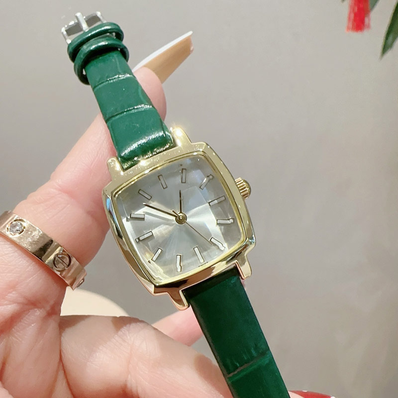 Vintage Luxury lady watch leather strap designer women watches gold square 28mm Wristwatches For womens new year Christmas Valentine's Mother's Day Gift high quality