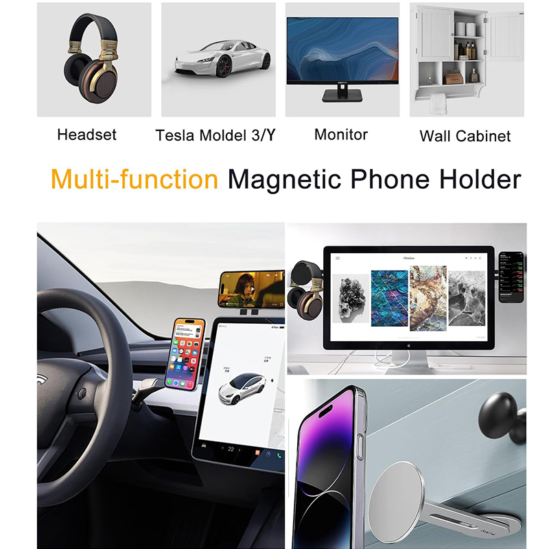 CASEiST Support d'extension magnétique réglable à 180 ° pour ordinateur portable, double écran d'affichage, montage latéral sur le dessus, support de téléphone pour ordinateur de voiture, double moniteur, caméra pour MagSafe Tesla