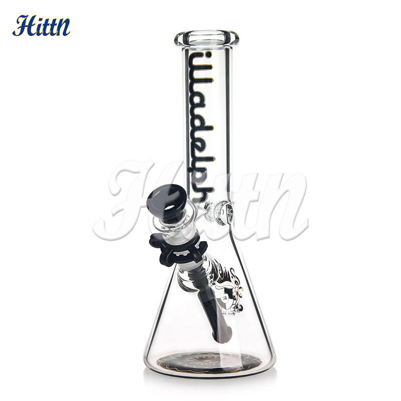 Illadelph Glass beker Bong 10 inch zieke glazen waterpijp met de hand geblazen 420 Water Bong 5 mm dik 14 mm gewricht met plastic clip blauw zwart groen 2024 NIEUW