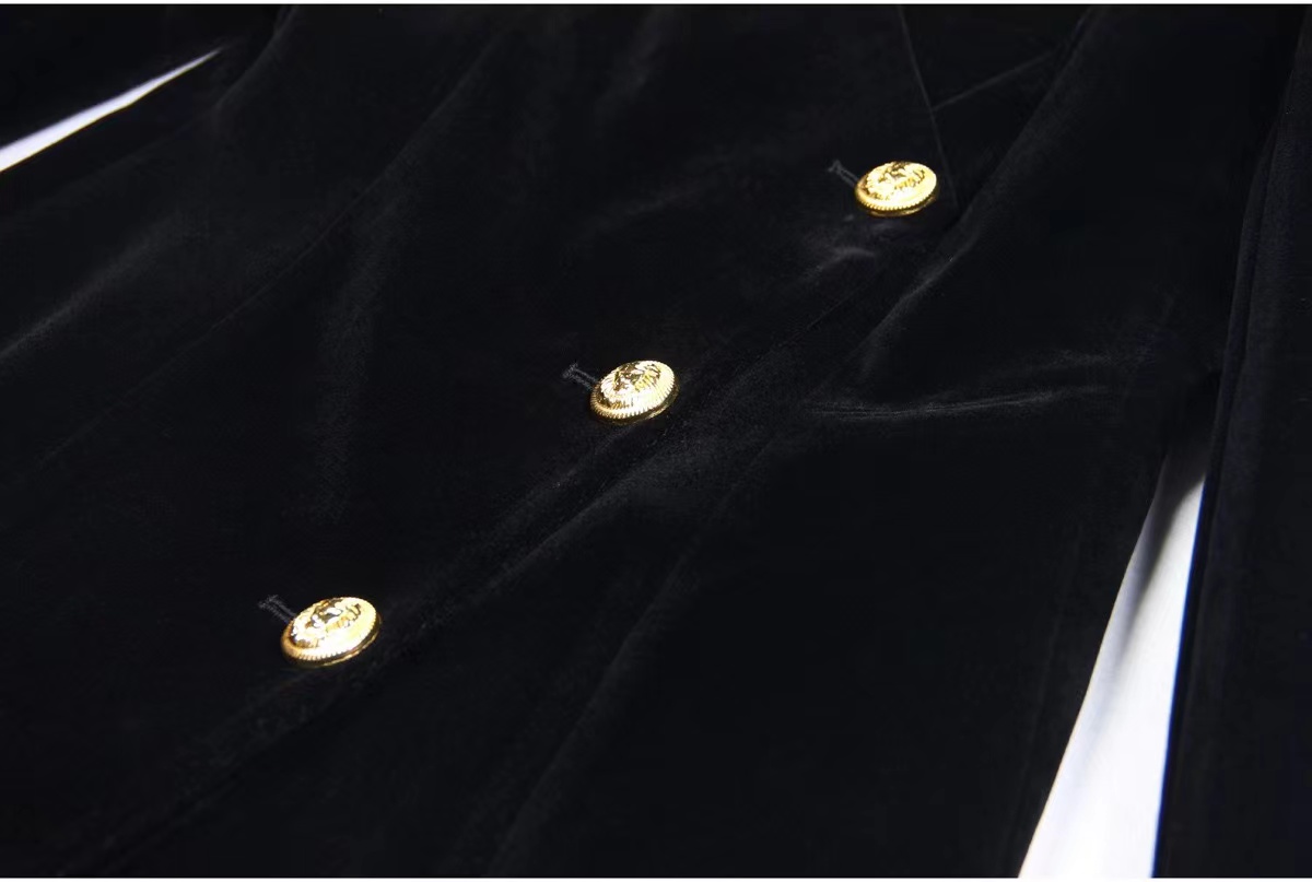 Vinatge 2024 preto com decote em v casaco feminino mangas compridas botões casaco designer high end longo casaco feminino 31410
